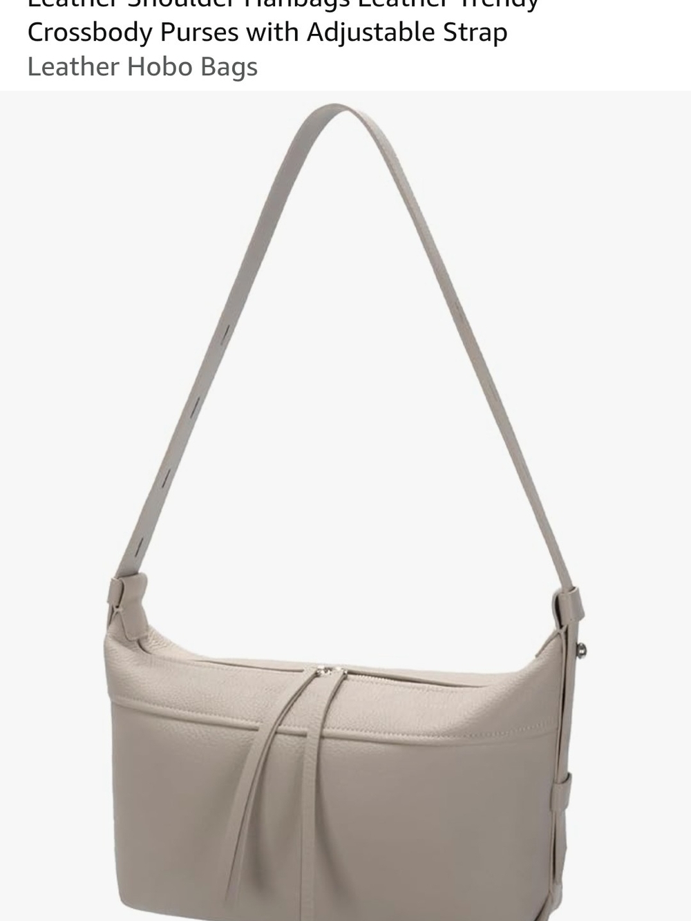 Minimalist Cream Leather Hobo Bag with Adjustable Strap